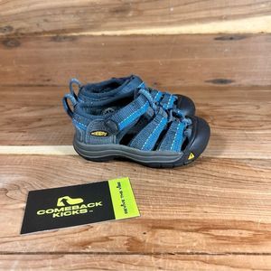 Keen Boys 1005702 Blue Gray Leather Hook And Loop Hiking Sandals Size 5